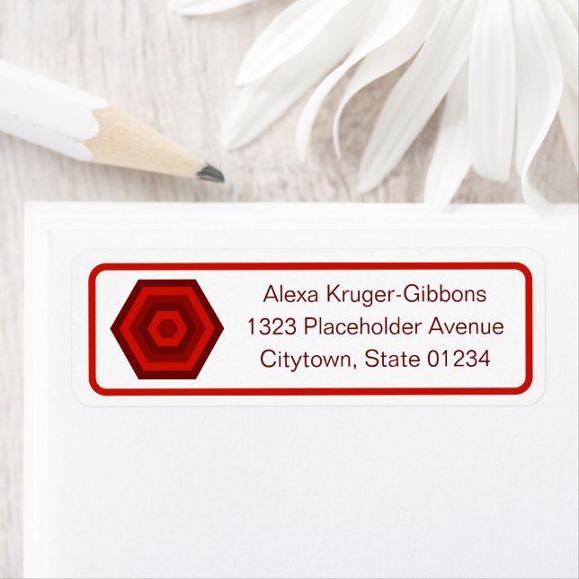 Modern Geometric 3-Line Red Nested Hexagons (Insitu)