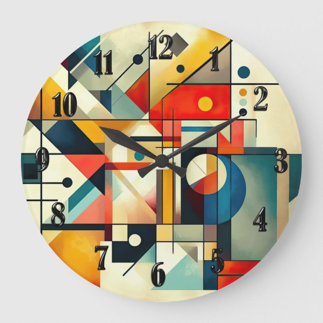 Modern Geometric Abstract Art Colourful Large Clock (Front)