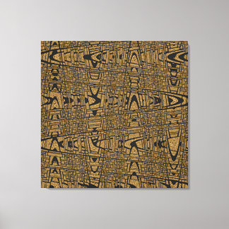 Modern Geometric Abstract Black Leopard Weave Wave Canvas Print