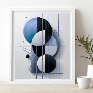 Modern Geometric Abstract Blue Elegant Minimalist Poster
