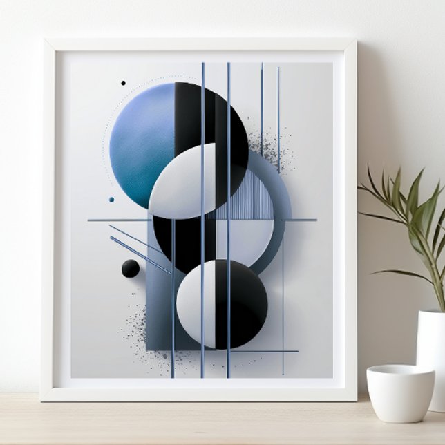 Modern Geometric Abstract Blue Elegant Minimalist Poster (Creator Uploaded)