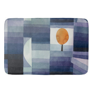 Modern Geometric Abstract Blue Orange Klee Bath Mat