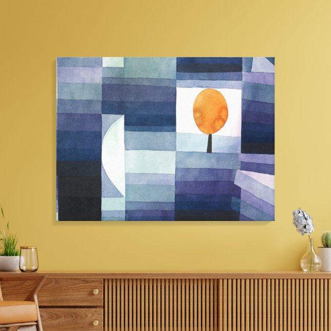 Modern Geometric Abstract Blue Orange Klee Canvas Print (Insitu(LivingRoom))