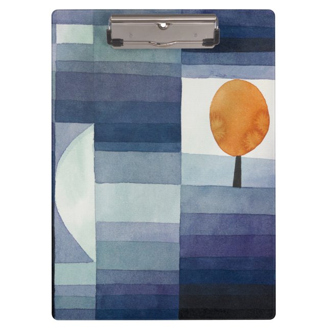 Modern Geometric Abstract Blue Orange Klee Clipboard (Front)