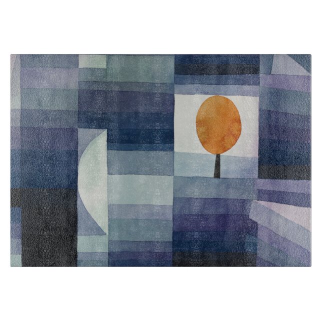 Modern Geometric Abstract Blue Orange Klee Cutting Board (Front)