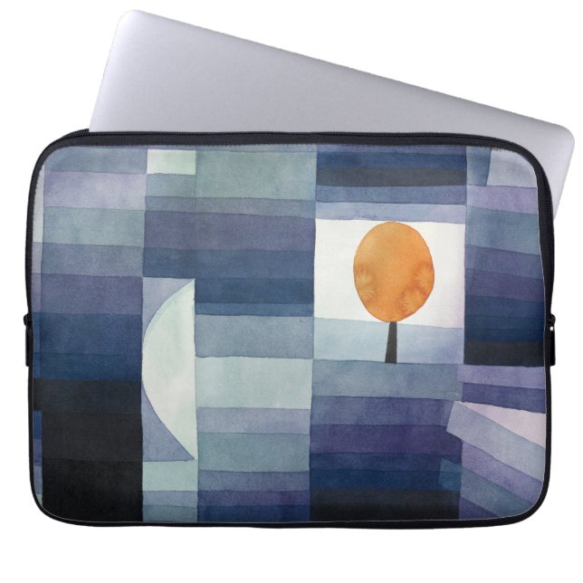 Modern Geometric Abstract Blue Orange Klee Laptop Sleeve (Front)
