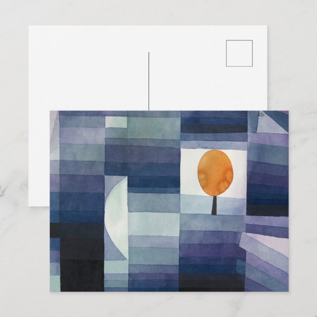 Modern Geometric Abstract Blue Orange Klee Postcard (Front/Back)