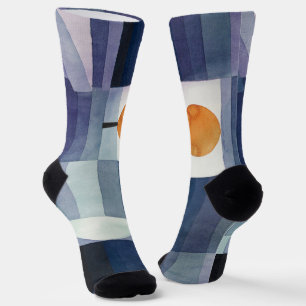 Modern Geometric Abstract Blue Orange Klee Socks
