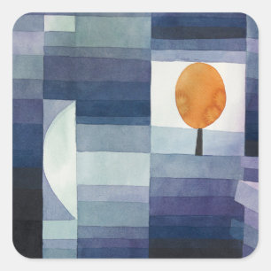Modern Geometric Abstract Blue Orange Klee Square Sticker