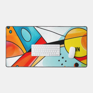 Modern Geometric Abstract Bright Colours Desk Mat