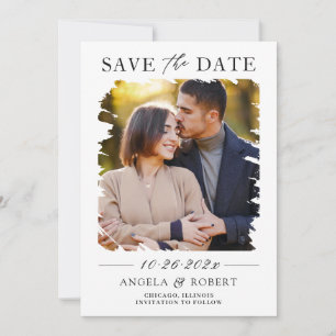 Modern Geometric Abstract Brush Stroke Photo Frame Save The Date
