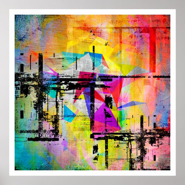 Modern Geometric Abstract Colourful Art Poster (Front)