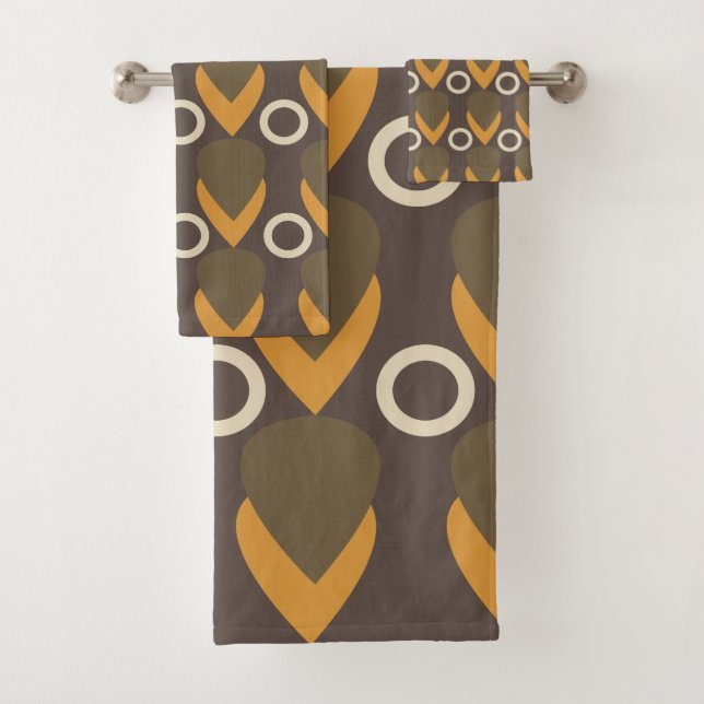 Modern Geometric Abstract Contemporary Bath Towel Set (Insitu)