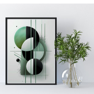 Modern Geometric Abstract Green Elegant Minimalist Poster