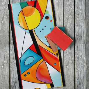 Modern Geometric Abstract in Reds, Yellows & Blues Beach Towel