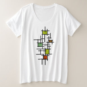 Modern Geometric Abstract Line Art Plus Size T-Shirt