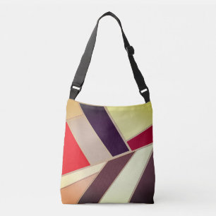 Modern Geometric Abstract Mosaic, Brown and Orange Crossbody Bag