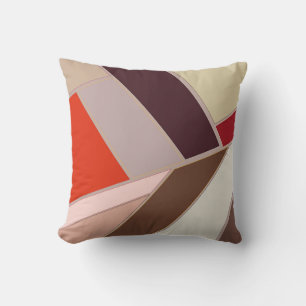 Modern Geometric Abstract Mosaic, Brown and Orange Cushion