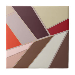 Modern Geometric Abstract Mosaic, Brown and Orange Tile
