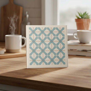 Modern Geometric Abstract Pat#16 Teal ID1192 Tile