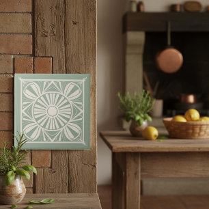 Modern Geometric Abstract Pat#21 Green ID1192 Tile