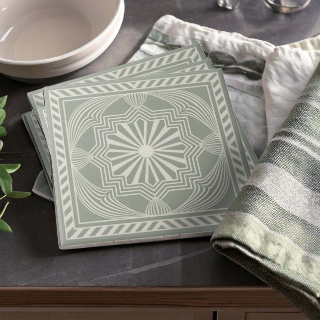 Modern Geometric Abstract Pat#23 Green ID1192 Tile (Creator Uploaded)