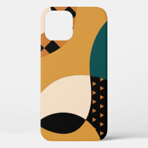 Modern geometric abstract patchwork pattern, wavy  iPhone 12 case