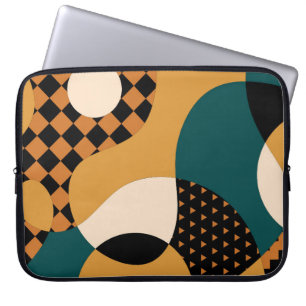 Modern geometric abstract patchwork pattern, wavy laptop sleeve
