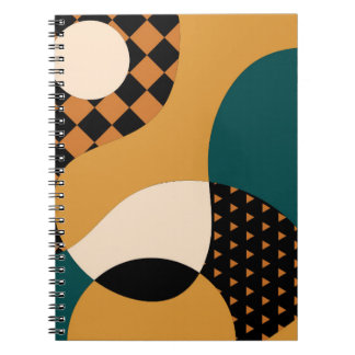 Modern geometric abstract patchwork pattern, wavy  notebook