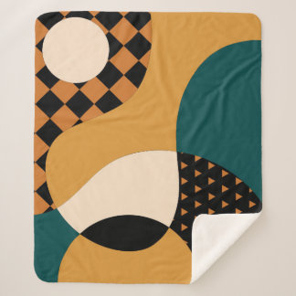 Modern geometric abstract patchwork pattern, wavy  sherpa blanket