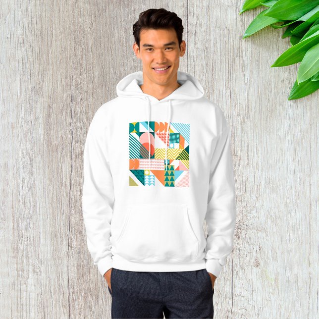 Modern Geometric Abstract Pattern Bold Retro  Hoodie (Creator Uploaded)