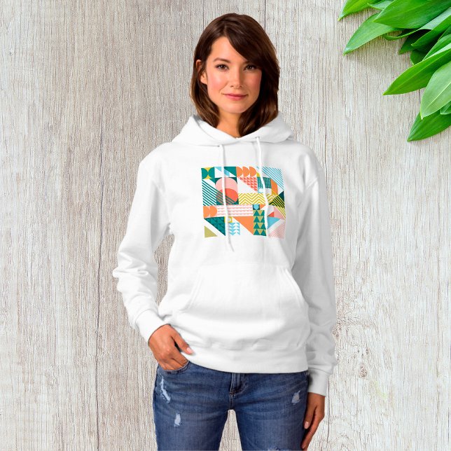 Modern Geometric Abstract Pattern Bold Retro  Hoodie (Creator Uploaded)