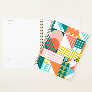 Modern Geometric Abstract Pattern Bold Retro  Planner
