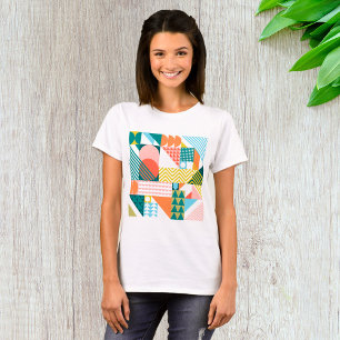 Modern Geometric Abstract Pattern Bold Retro  T-Shirt