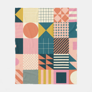 Modern geometric abstract pattern design with simp fleece blanket