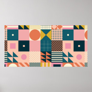 Modern geometric abstract pattern design with simp poster