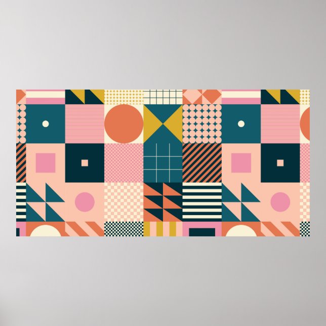 Modern geometric abstract pattern design with simp poster (Front)
