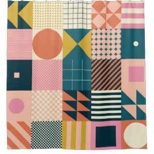 Modern geometric abstract pattern design with simp shower curtain