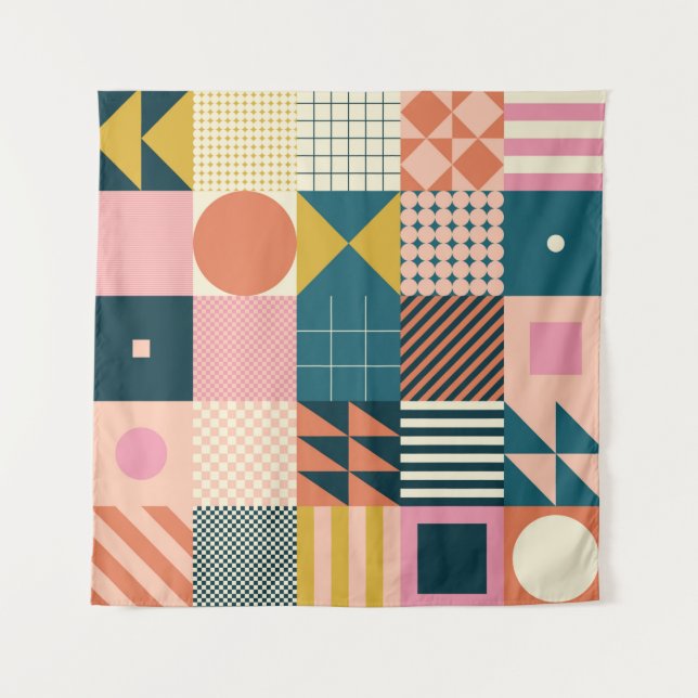 Modern geometric abstract pattern design with simp tapestry (Front)