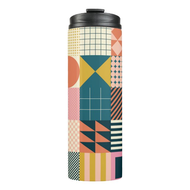 Modern geometric abstract pattern design with simp thermal tumbler (Front)
