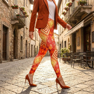 Modern Geometric Abstract Pattern  Leggings