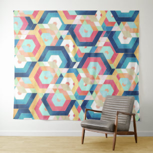 Modern geometric abstract pattern tapestry