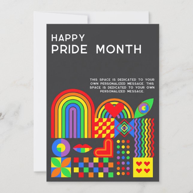 Modern Geometric Abstract Pride Month Rainbow Holiday Card (Front)