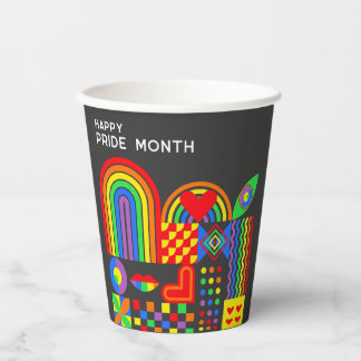 Modern Geometric Abstract Pride Month Rainbow  Paper Cups