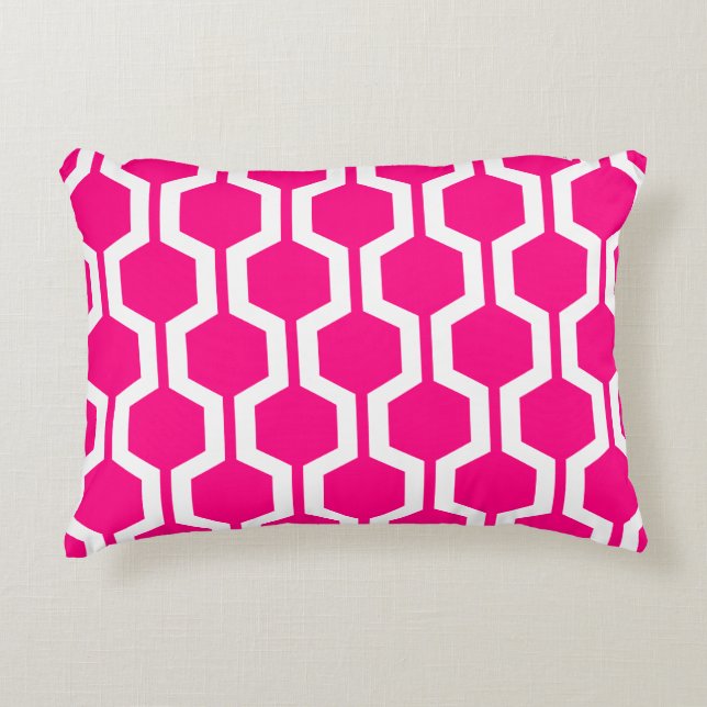 Modern Geometric Accent Pillow - Hot Pink (Front)