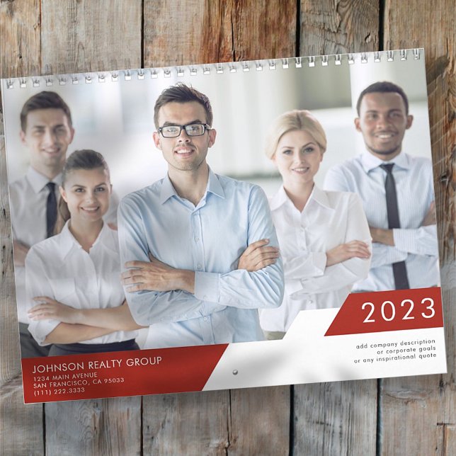 Modern Geometric Add Company Name Custom Photos Calendar (Creator Uploaded)