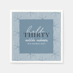 Modern geometric and script 30th birthday party napkin