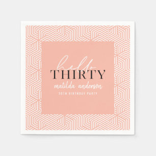 Modern geometric and script 30th birthday party napkin
