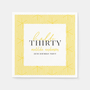 Modern geometric and script 30th birthday party napkin
