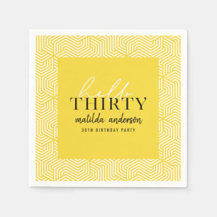 Modern geometric and script 30th birthday party napkin